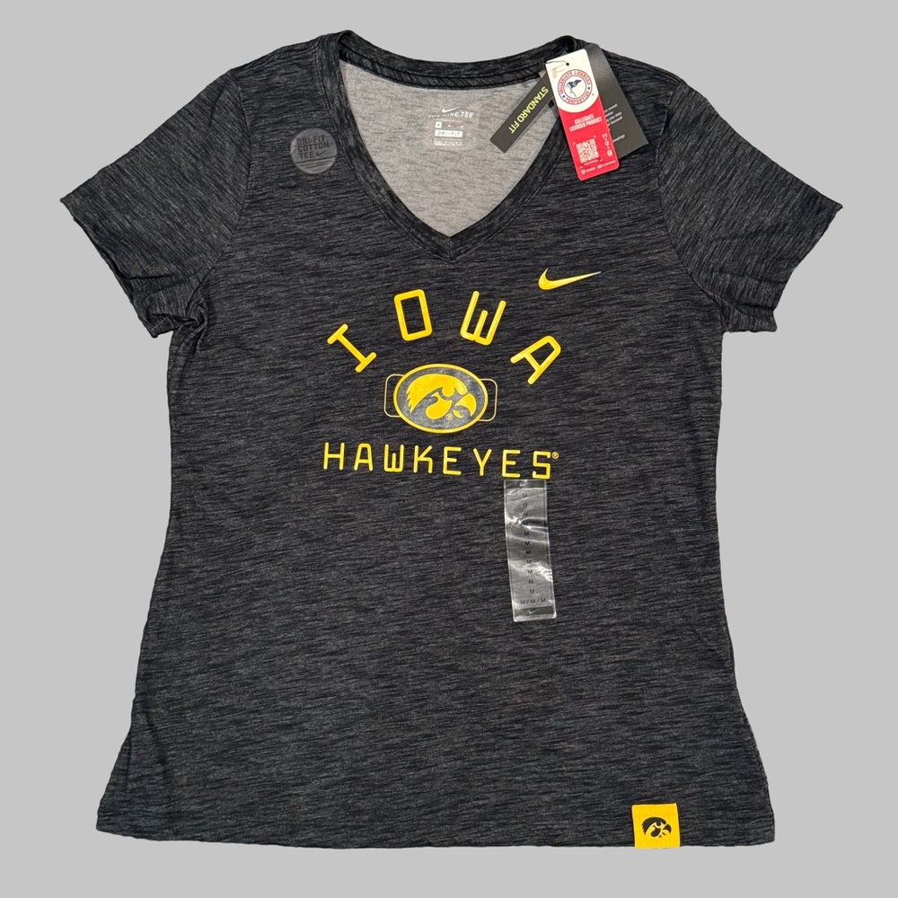 Nike Iowa Hawkeyes Women’s V-neck Gray Dri-Fit T-Shirt Size Medium